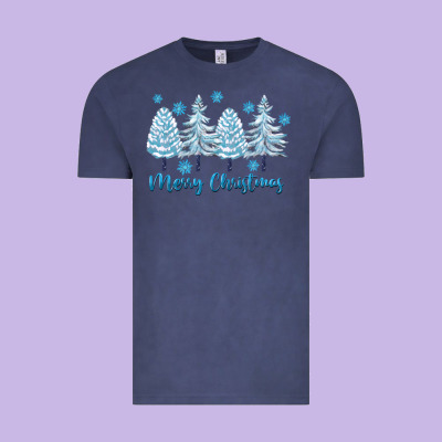 Merry Christmas Blue Trees Vintage Tee Designed By Fadigitalartstudio