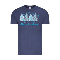 Vintage Denim merry christmas blue trees Vintage Tee - FaDigitalArtStudio
