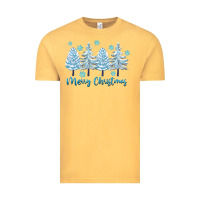 Vintage Mustard merry christmas blue trees Vintage Tee - FaDigitalArtStudio
