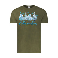 Vintage Olive merry christmas blue trees Vintage Tee - FaDigitalArtStudio