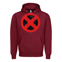Burgundy xmen symbol Zipper Hoodie - artisFamous