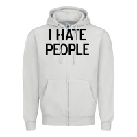 Dove Grey i hate people Zipper Hoodie - artisFamous