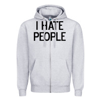 Heather Grey i hate people Zipper Hoodie - artisFamous