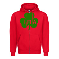 Red ira irish lucky shamrock st patrick's day Zipper Hoodie - artisFamous