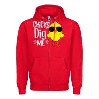 Red kids chick dig me Zipper Hoodie - artisFamous