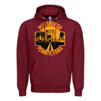 Burgundy pittsburgh pennsylvania Zipper Hoodie - artisFamous