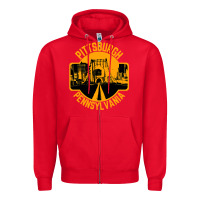 Red pittsburgh pennsylvania Zipper Hoodie - artisFamous