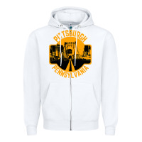 White pittsburgh pennsylvania Zipper Hoodie - artisFamous