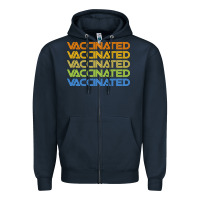 Navy vaccinated retro Zipper Hoodie - artisFamous