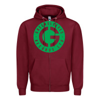 Burgundy Greensleeves Records Zipper Hoodie - artisFamous