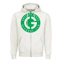 Oatmeal Heather Greensleeves Records Zipper Hoodie - artisFamous