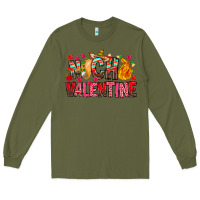 Army Green Nacho Valentine Long Sleeve Tee - CowhideDigitalArt