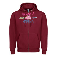 Burgundy blessed momma Zipper Hoodie - artisFamous