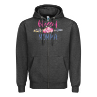 Charcoal Heather blessed momma Zipper Hoodie - artisFamous