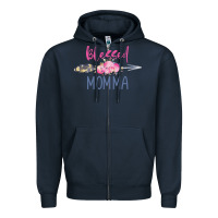 Navy blessed momma Zipper Hoodie - artisFamous