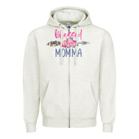 Oatmeal Heather blessed momma Zipper Hoodie - artisFamous