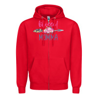 Red blessed momma Zipper Hoodie - artisFamous