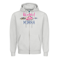 Dove Grey blessed momma Zipper Hoodie - artisFamous