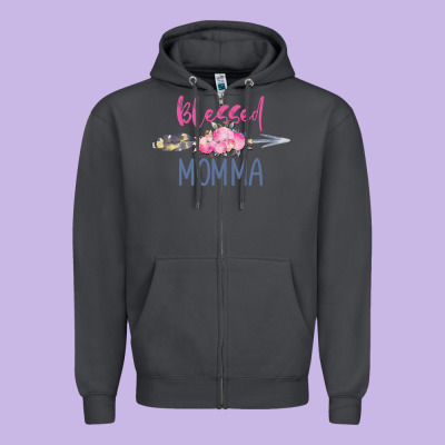 Blessed Momma Zipper Hoodie Designed By Artisfamous