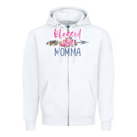 White blessed momma Zipper Hoodie - artisFamous
