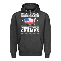 Charcoal Heather back to back undefeated world war champs Zipper Hoodie - artisFamous