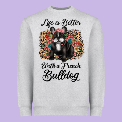 Life Is Better With A French Bulldog Heavyweight Sweatshirt Designed By Jahusdesignshop