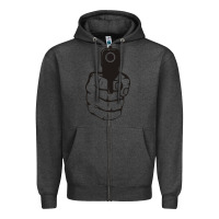 Charcoal Heather hands up pistol Zipper Hoodie - artisFamous
