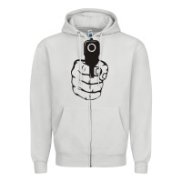 Dove Grey hands up pistol Zipper Hoodie - artisFamous