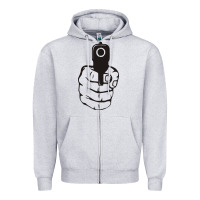 Heather Grey hands up pistol Zipper Hoodie - artisFamous