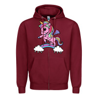 Burgundy cute unicorn Zipper Hoodie - artisFamous