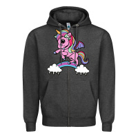 Charcoal Heather cute unicorn Zipper Hoodie - artisFamous