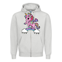 Dove Grey cute unicorn Zipper Hoodie - artisFamous