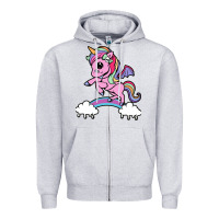Heather Grey cute unicorn Zipper Hoodie - artisFamous