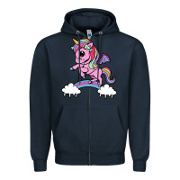 Navy cute unicorn Zipper Hoodie - artisFamous