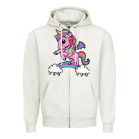 Oatmeal Heather cute unicorn Zipper Hoodie - artisFamous