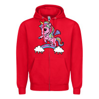 Red cute unicorn Zipper Hoodie - artisFamous