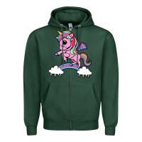 Sports Green cute unicorn Zipper Hoodie - artisFamous