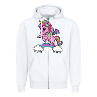 White cute unicorn Zipper Hoodie - artisFamous