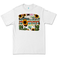 White Howdy Serape And Sunflower Premium Tee - RanaPortraitStore