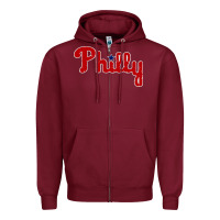 Burgundy baseball philly Zipper Hoodie - artisFamous