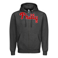 Charcoal Heather baseball philly Zipper Hoodie - artisFamous