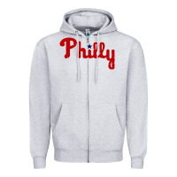 Heather Grey baseball philly Zipper Hoodie - artisFamous