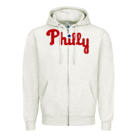 Oatmeal Heather baseball philly Zipper Hoodie - artisFamous