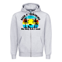Heather Grey beer n' sunshine the only B.S. i need Zipper Hoodie - artisFamous