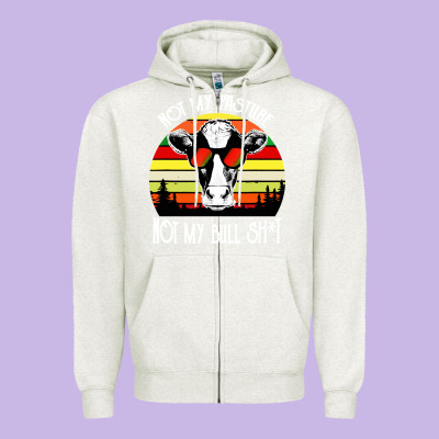 Vintage Not My Pasture Not My Bull Cow Zipper Hoodie Designed By Artisfamous