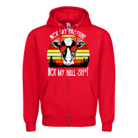 Red vintage not my pasture not my bull cow Zipper Hoodie - artisFamous