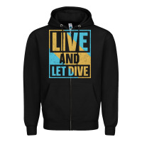 Black Live And Let Dive Retro Style Zipper Hoodie - artisFamous