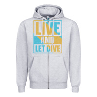 Heather Grey Live And Let Dive Retro Style Zipper Hoodie - artisFamous