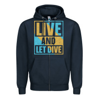 Navy Live And Let Dive Retro Style Zipper Hoodie - artisFamous