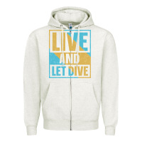 Oatmeal Heather Live And Let Dive Retro Style Zipper Hoodie - artisFamous